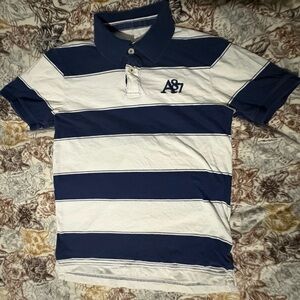 Aeropostale  Navy and White Striped Polo Shirt